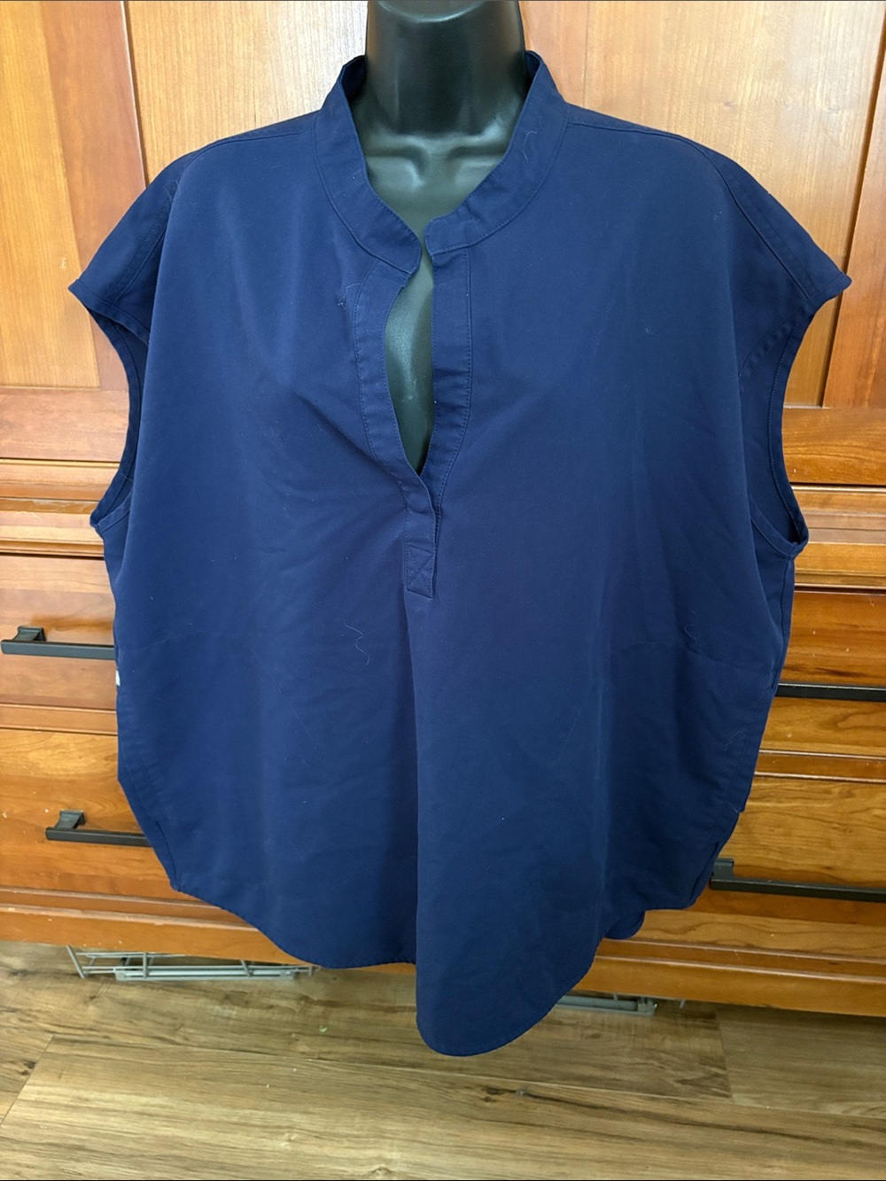 Figs Navy Sleeveless Henley Tunic